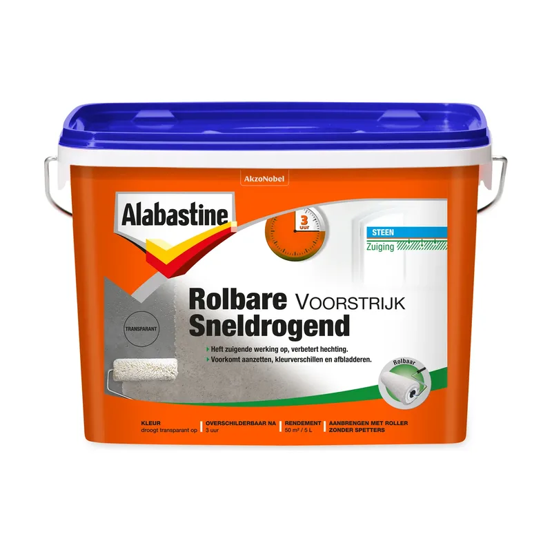 Pot Alabastine Rolbare Voorstrijk Primer - Muur en Plafond - Transparant - 5L