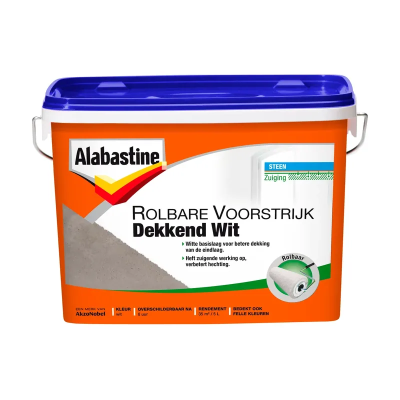Pot Alabastine Rolbare Voorstrijk Primer - Muur en Plafond - Wit - 5L