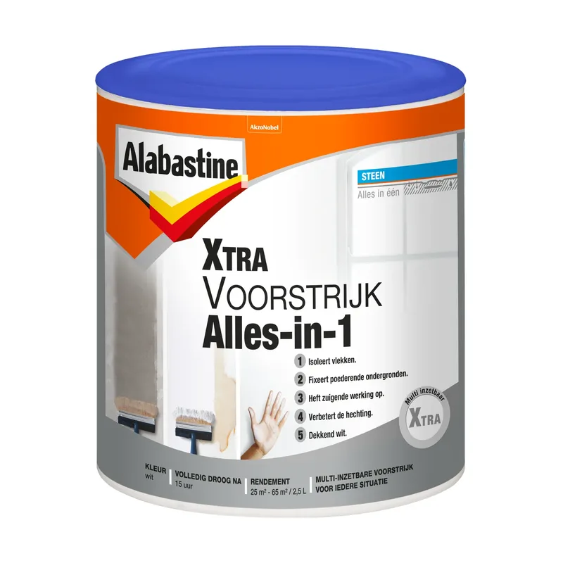 Pot Alabastine Xtra Voorstrijk Primer - Muur en Plafond - Wit - 2,5L