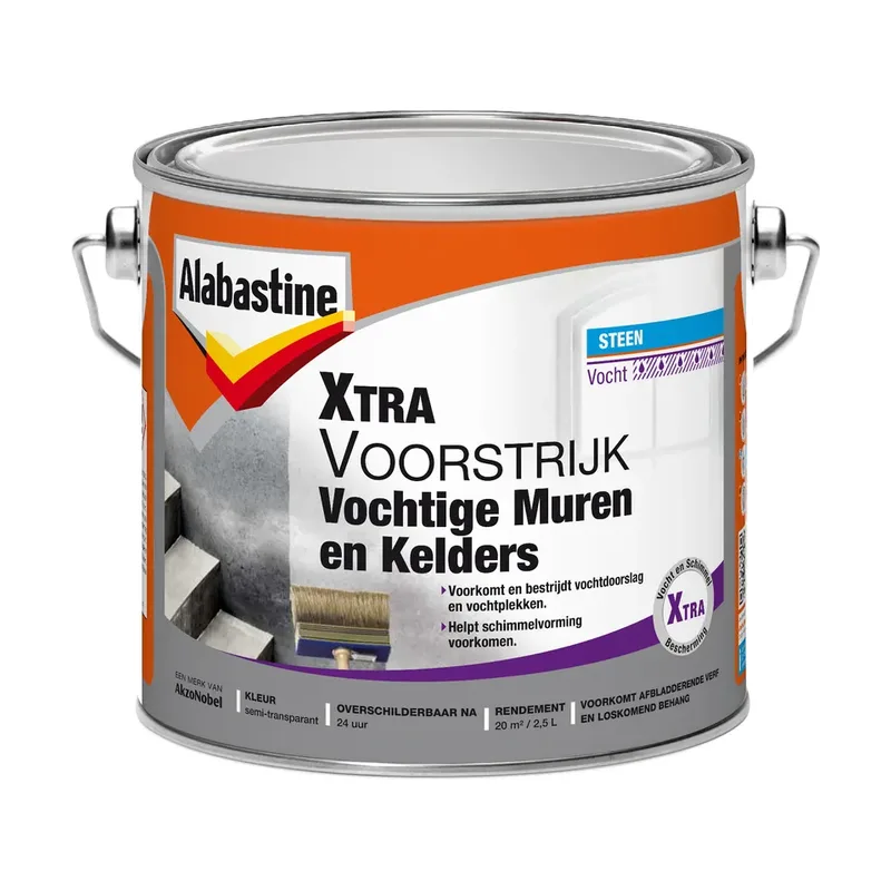 Pot Alabastine Xtra Voorstrijk Primer - Vochtige Muren en Kelder - Transparant - 2,5L