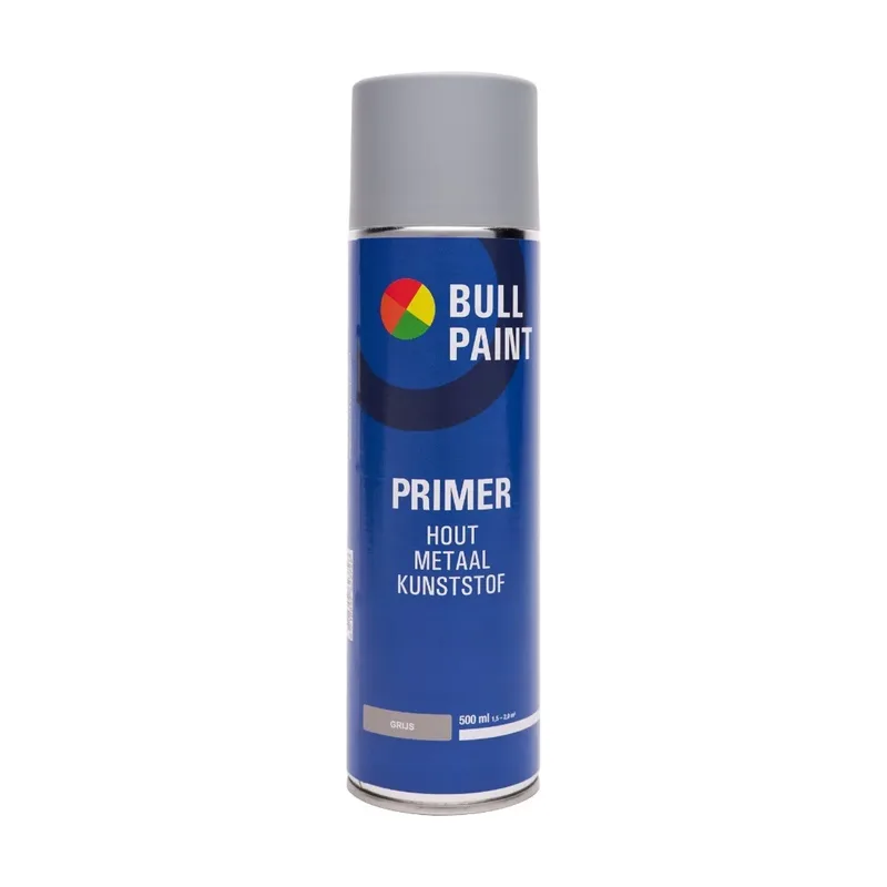 Pot Bullpaint Spuitverf Primer Grijs Voor Hout Metaal En Kunststof