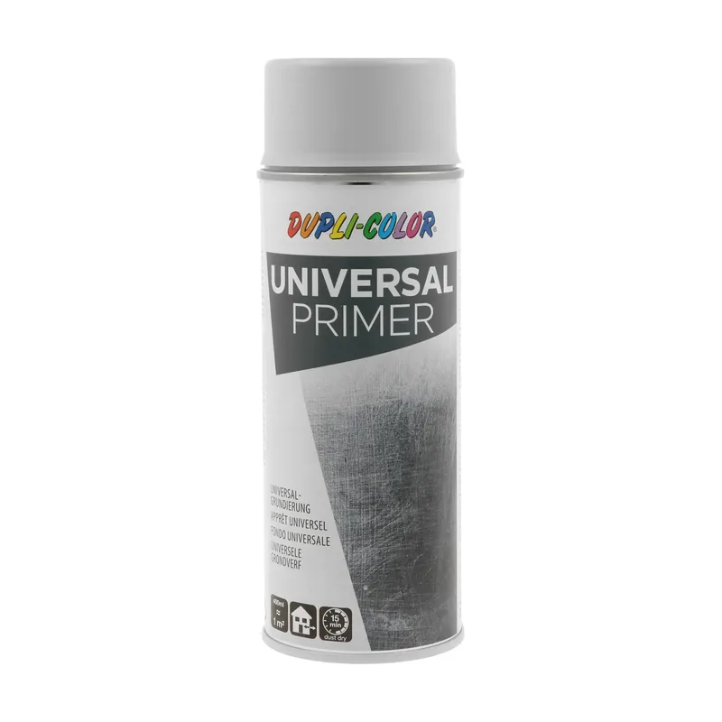 Pot Dupli-Color universeel primer grijs acrylaat 400ml