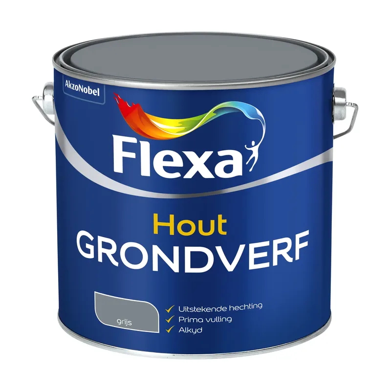 Pot Flexa Grondverf - Binnen en Buiten - Grijs - 2,5L