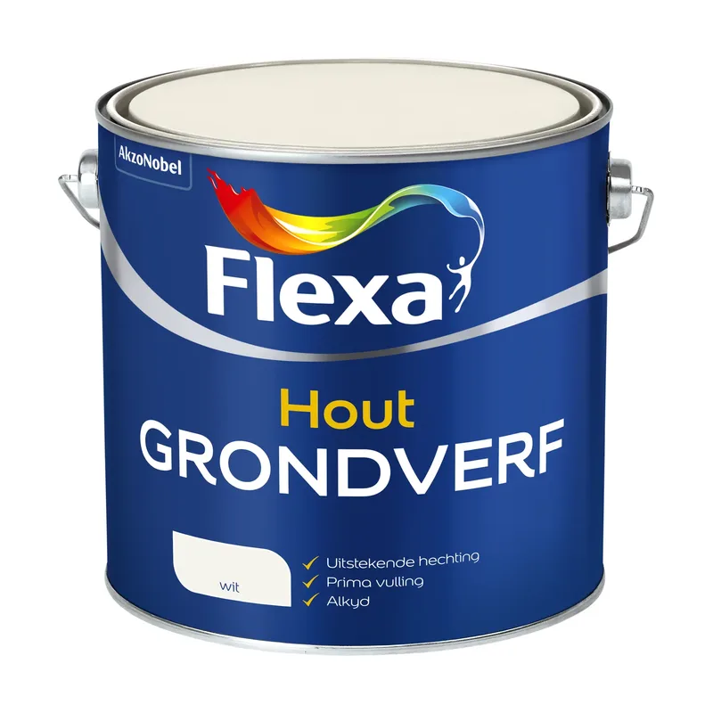 Pot Flexa Grondverf - Binnen en Buitenhout - Wit - 2,5L