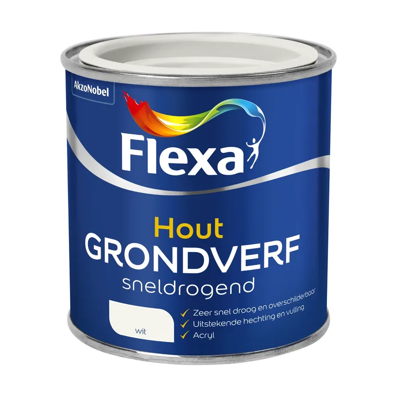 Pot Flexa Grondverf - Hout - Wit - 250ml