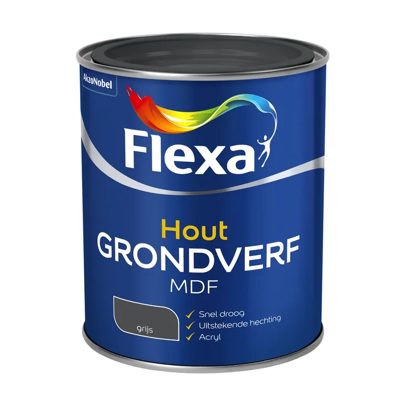 Pot Flexa Grondverf - MDF en Hout - Grijs - 750ml