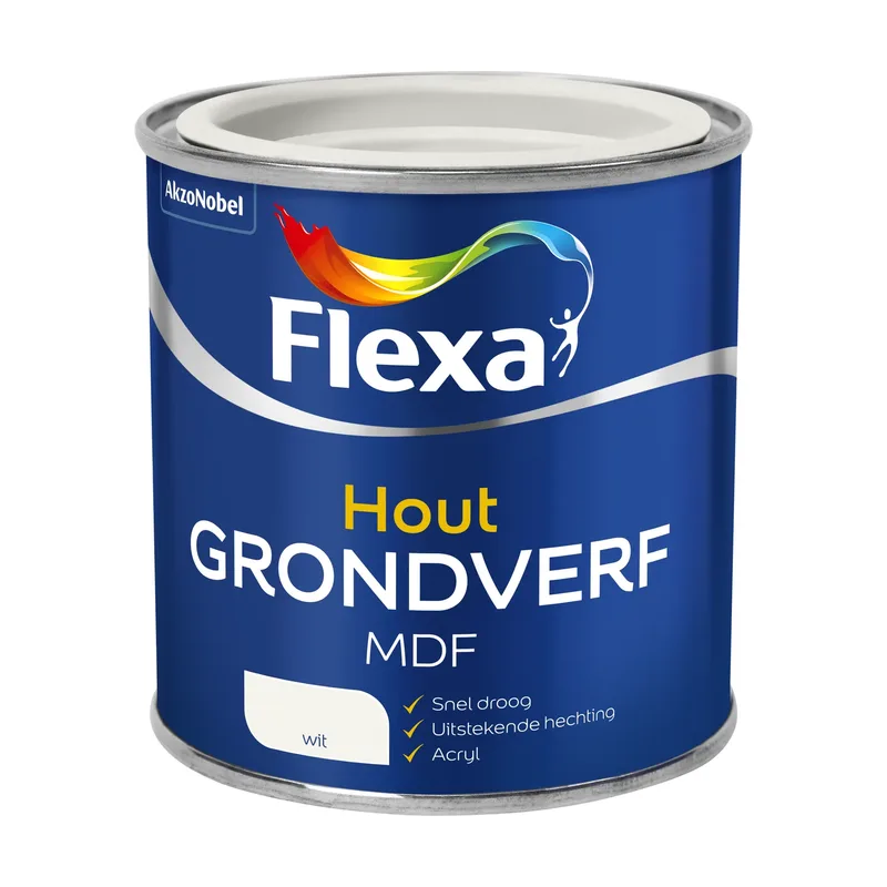 Pot Flexa Grondverf - MDF en Hout - Wit - 250ml