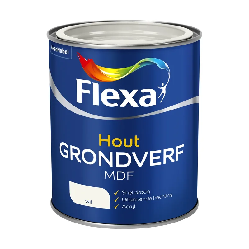 Pot Flexa Grondverf - MDF en Hout - Wit - 750ml