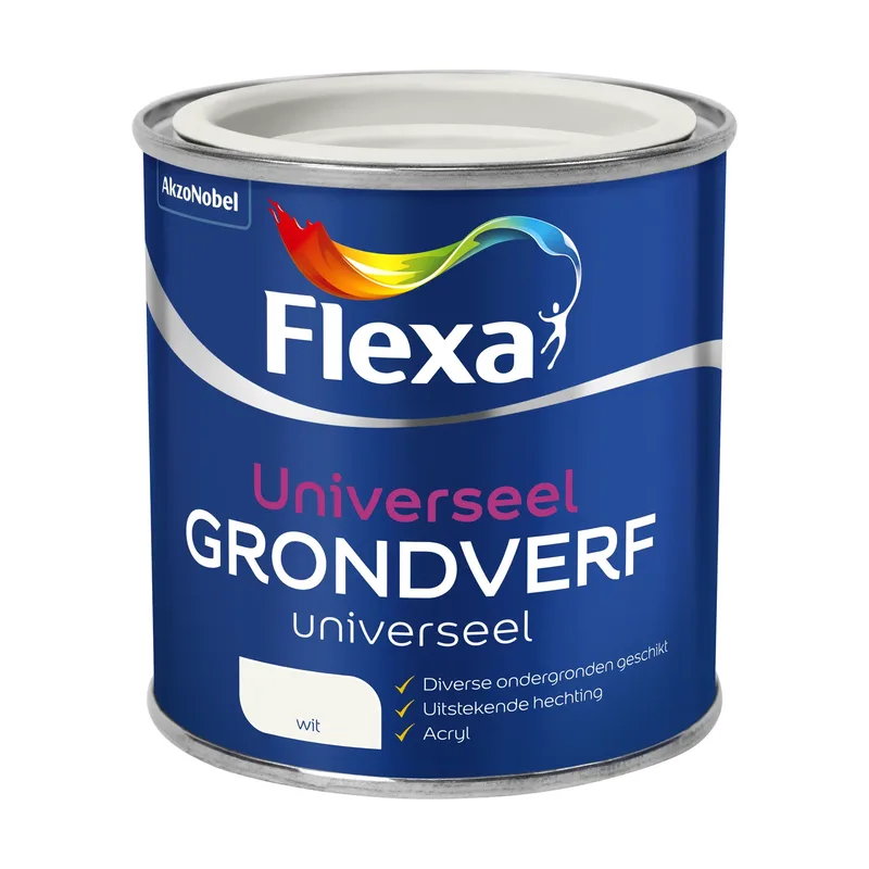 Pot Flexa Grondverf Universeel - Metaal, Hout en Kunststof - Wit - 250ml