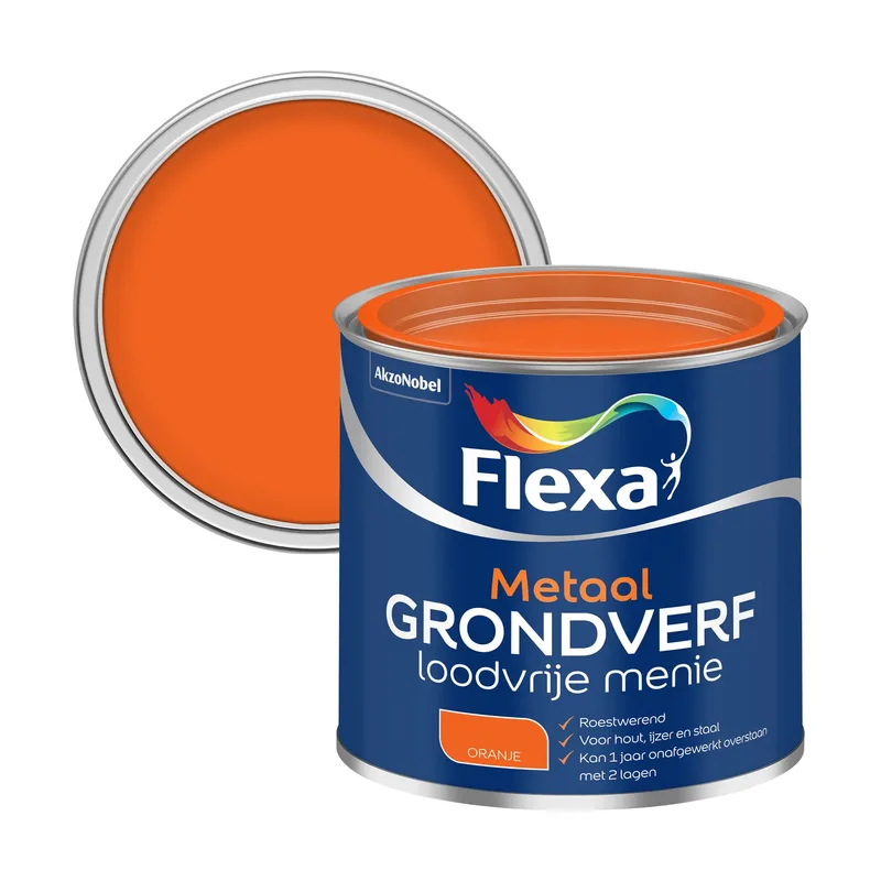 Pot Flexa Loodvrije Menie Grondverf - Metaal en Hout - Roodbruin - 250ml