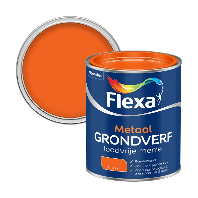 Pot Flexa Loodvrije Menie Grondverf - Metaal en Hout - Roodbruin - 750ml