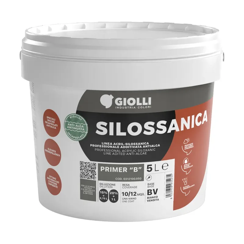 Pot GIOLLI - Primer/Fixeermiddel - Acrylsiloxaan - Buiten & Binnen - Primer B - Wit 5 L