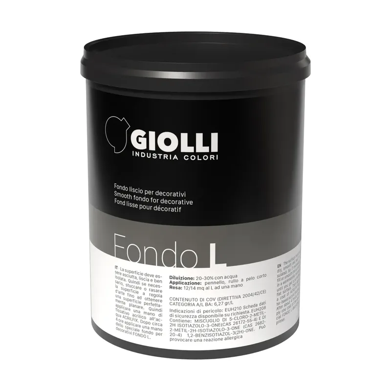Pot GIOLLI - Structuur Primer - Voor Decoratieve Binnenverven - Fondo R - Zwart - 1 L