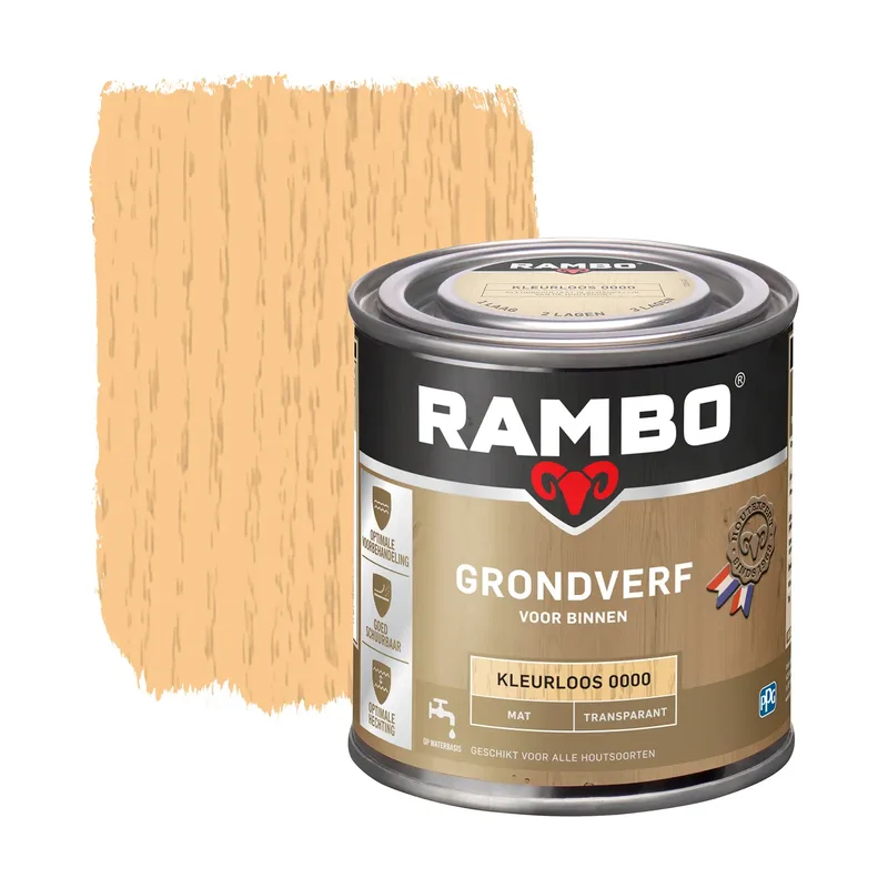 Pot Rambo Grondverf Transparant Mat 0000 Kleurloos 0,25 Ltr