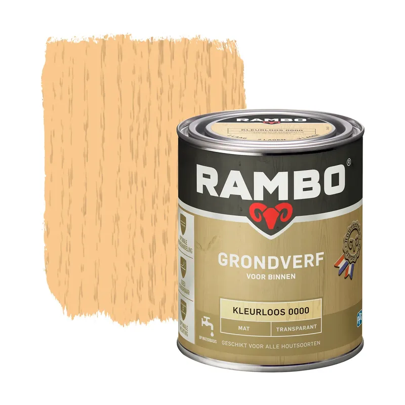 Pot Rambo Grondverf Transparant Mat 0000 Kleurloos 0,75 Ltr