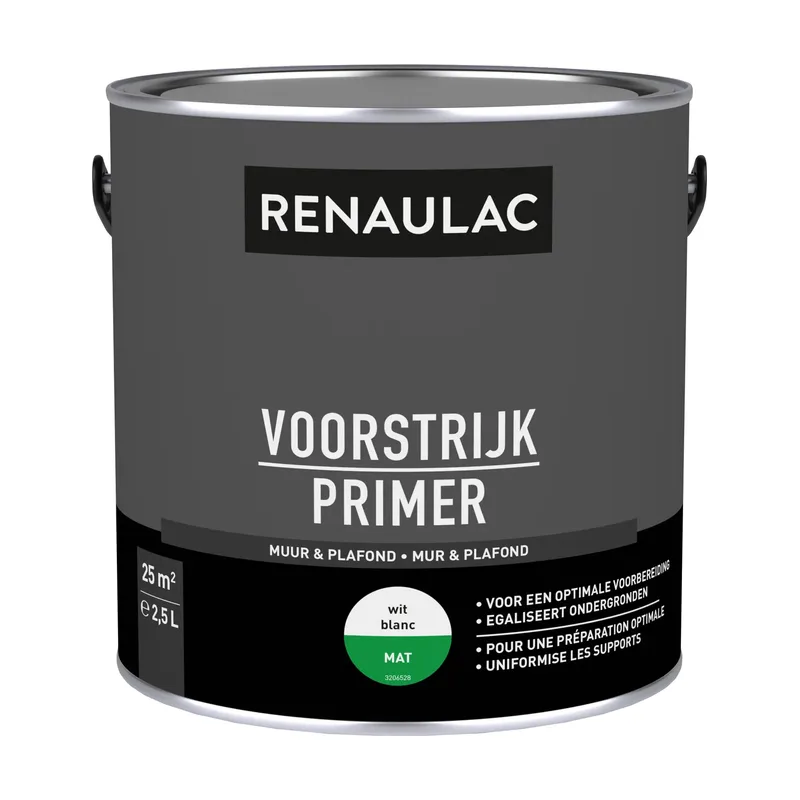 Pot Renaulac Primer - Muur en Plafond - Mat Wit - 2,5L