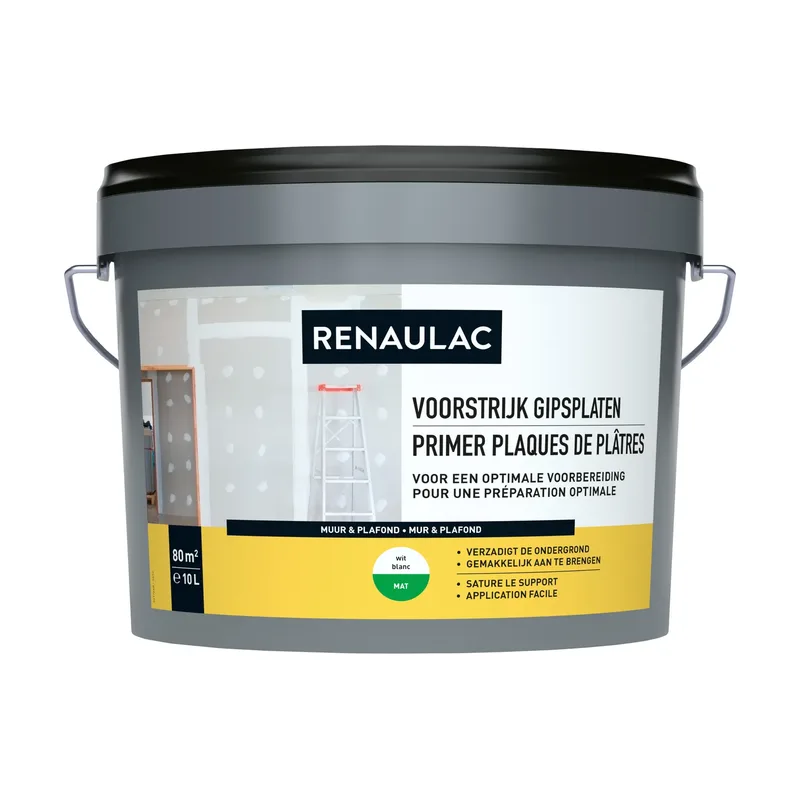 Pot Renaulac Voorstrijk Gipsplaten Primer - Muur en Plafond - Wit - 10L