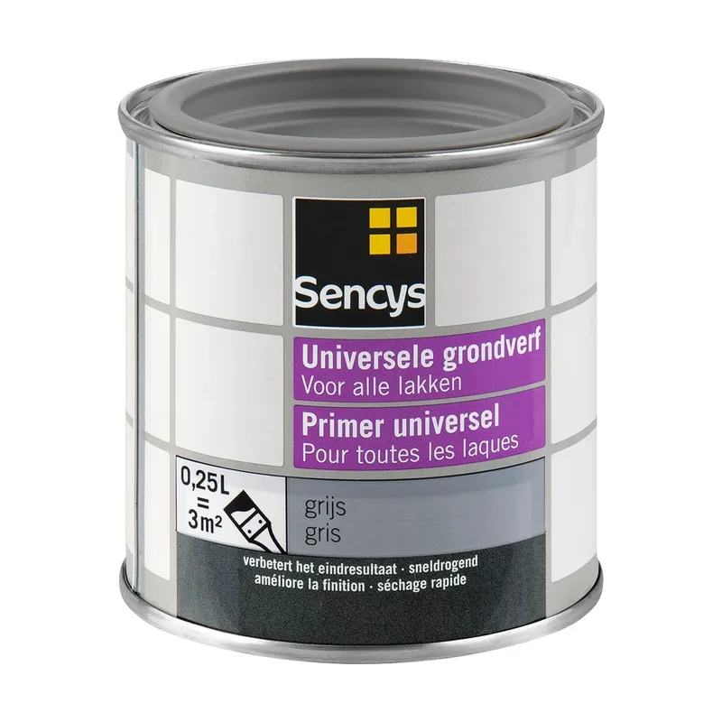 Pot Sencys grondverf Superdekkend grijs 250ml