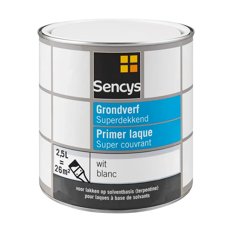 Pot Sencys Grondverf Superdekkend - Mat Wit - Terpentinebasis - 2,5L