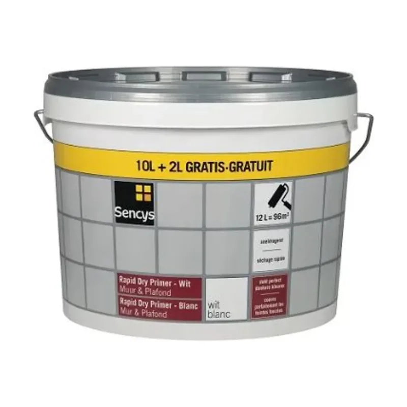 Pot Sencys Rapid Dry Primer - Muur en Plafond - Wit - 12L