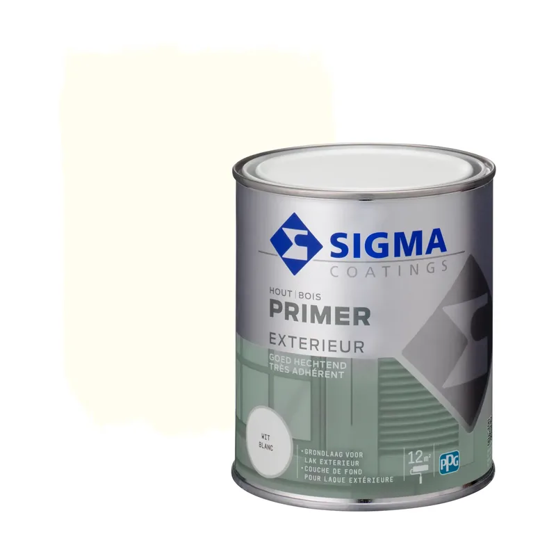 Pot Sigma Primer Exterieur Grondverf - Buitenhout - Wit - 750ml