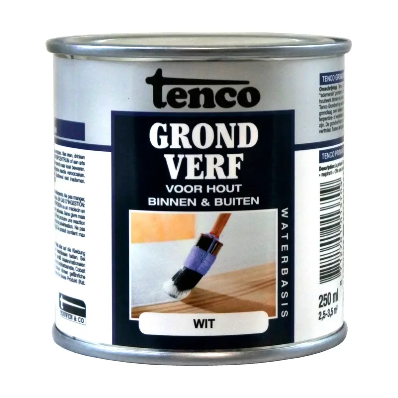 Pot Tenco grondverf hout wit waterbasis 250ml