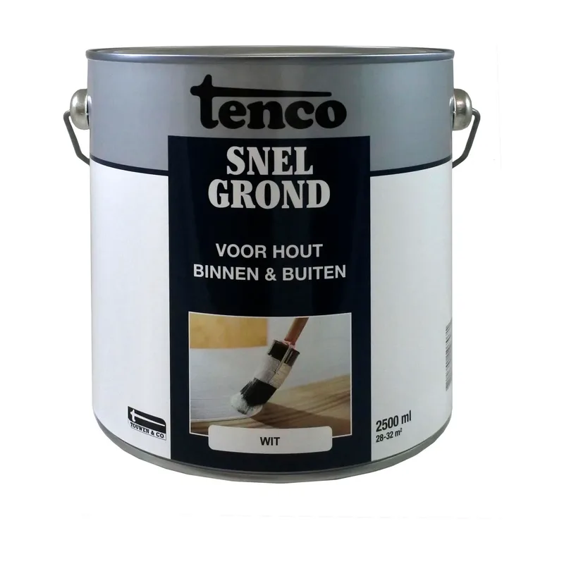 Pot Tenco Snelgrond Grondverf - Hout Binnen en Buiten - Wit - 2,5L