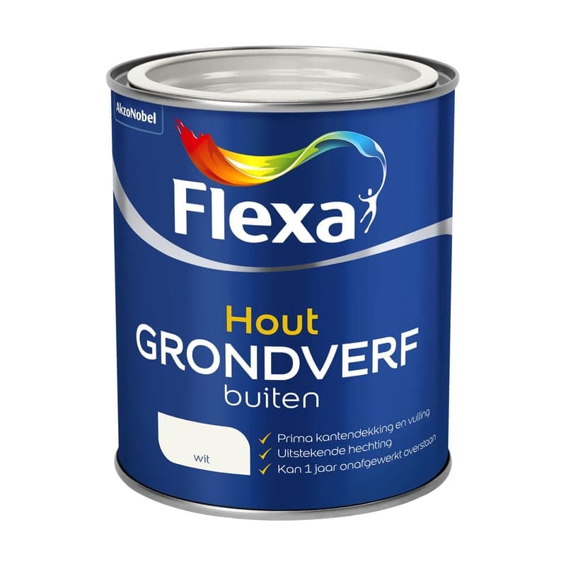 Pot Flexa grondverf hout buiten wit 750 ml